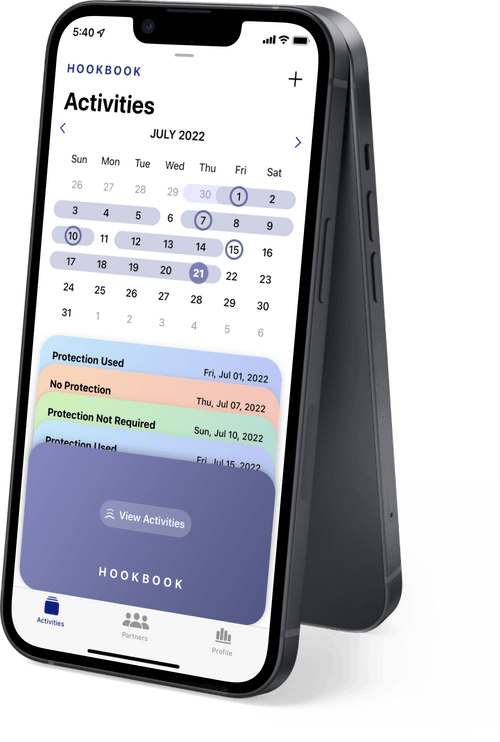 HookBook monthly activity calendar and activity-card stack